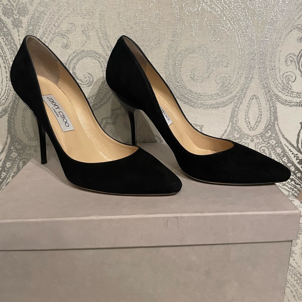 Jimmy Choo Black Velvety Suede Pumps